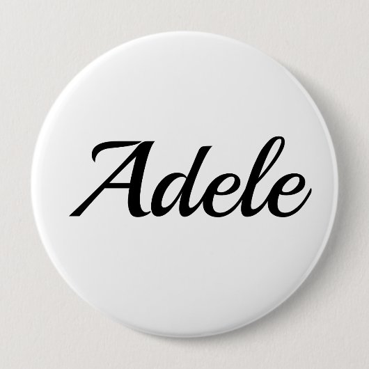 personalisierbar Vorname Adele schwarz weiß 缶バッジ (正面)