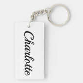 personalisierbar Vorname Charlotte schwarz weiß キーホルダー (裏面)