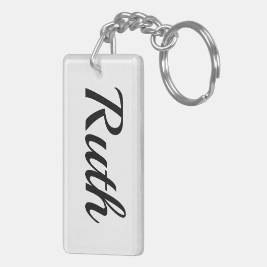 personalisierbar Vorname Ruth schwarz weiß キーホルダー (裏面右)