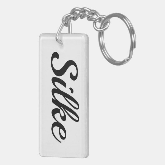 personalisierbar Vorname Silke schwarz weibs キーホルダー (裏面右)