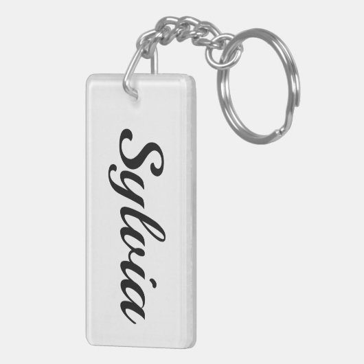 personalisierbar Vorname Sylvia schwarz weiß キーホルダー (裏面右)