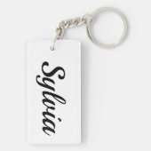 personalisierbar Vorname Sylvia schwarz weiß キーホルダー (裏面)