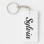 personalisierbar Vorname Sylvia schwarz weiß キーホルダー (正面)