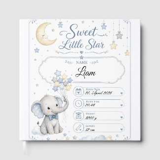 Personalisierbare Baby Geburtstafel mit Elefant ゲストブック