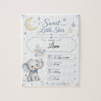 Personalisierbare Baby Geburtstafel mit Elefant ジグソーパズル