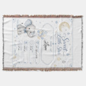 Personalisierbare Baby Geburtstafel mit Elefant  スローブランケット (正面)