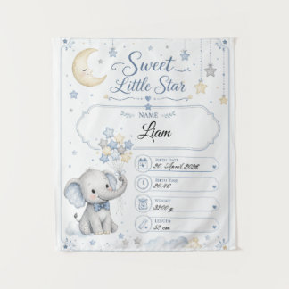 Personalisierbare Baby Geburtstafel mit Elefant タペストリー