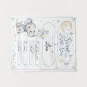 Personalisierbare Baby Geburtstafel mit Elefant  タペストリー (正面(横))