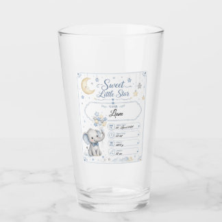 Personalisierbare Baby Geburtstafel mit Elefant タンブラーグラス