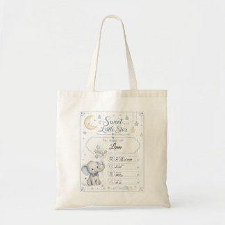 Personalisierbare Baby Geburtstafel mit Elefant トートバッグ