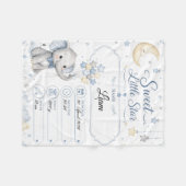 Personalisierbare Baby Geburtstafel mit Elefant  フリースブランケット (正面(横))