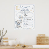 Personalisierbare Baby Geburtstafel mit Elefant ポスター (キッチン)