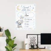 Personalisierbare Baby Geburtstafel mit Elefant ポスター (ホームオフィス)