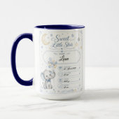 Personalisierbare Baby Geburtstafel mit Elefant マグカップ (左)