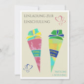 Personalisierbare Einladung Einschulung deutsch  招待状 (正面)