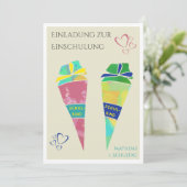 Personalisierbare Einladung Einschulung deutsch  招待状 (スタンド正面)