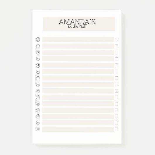 Personalisierbare Modern Beige Weiß Post-it ポストイット (正面)