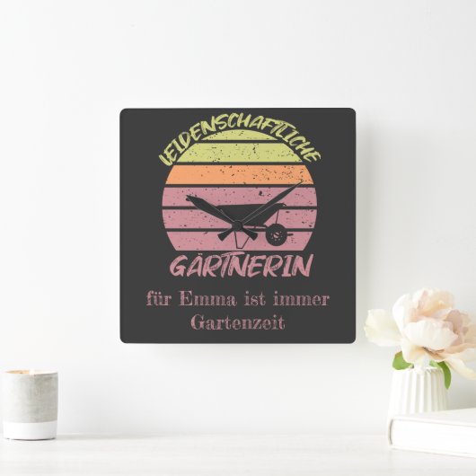 personalisierbares Design Gärtnerin スクエア壁時計 (ホーム)