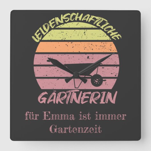 personalisierbares Design Gärtnerin スクエア壁時計 (正面)