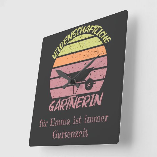 personalisierbares Design Gärtnerin スクエア壁時計 (傾斜)