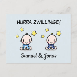 Personalisierte Glückwünsche zur Geburt Zwillinge, ポストカード