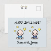 Personalisierte Glückwünsche zur Geburt Zwillinge, ポストカード (正面/裏面)