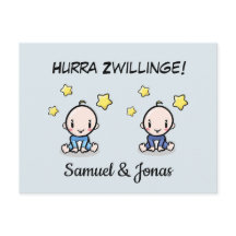 Personalisierte Glückwünsche zur Geburt Zwillinge,