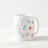 Personalisierte Mama Tasse mit Kinderhände コーヒーマグカップ (正面右)