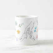 Personalisierte Mama Tasse mit Kinderhände コーヒーマグカップ (中央)