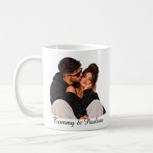 Personalisierte Partnertasse mit Wunschname コーヒーマグカップ (左)