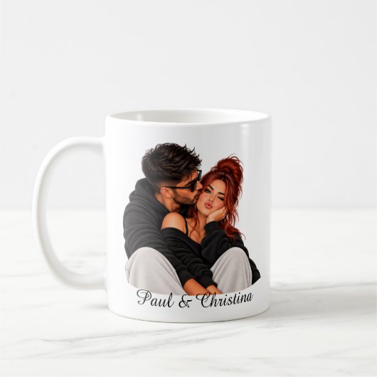 Personalisierte Partnertasse mit Wunschname コーヒーマグカップ (左)