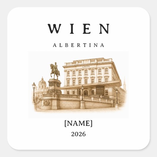 Personalisierte Wien Albertina | Name & Jahr スクエアシール (正面)