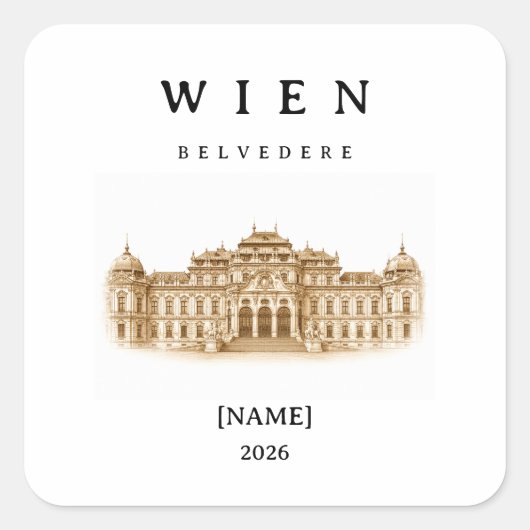 Personalisierte Wien Belvedere | Name & Jahr スクエアシール (正面)