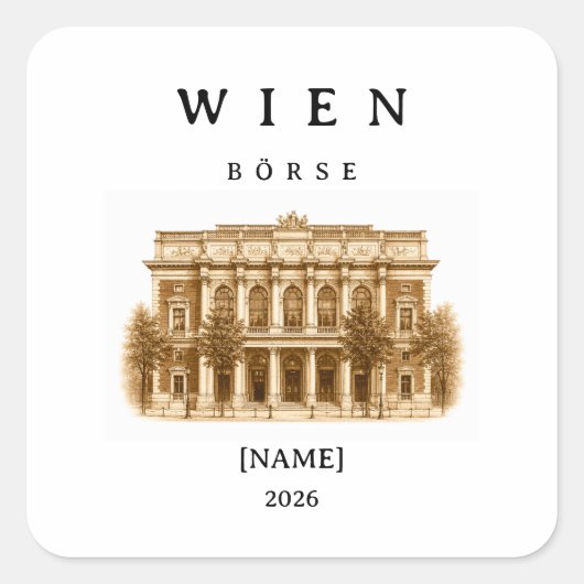Personalisierte Wien Börse | Name & Jahr スクエアシール (正面)