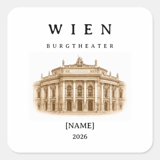 Personalisierte Wien Burgtheater | Name & Jahr スクエアシール (正面)