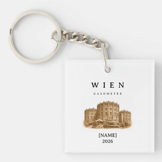 Personalisierte Wien Gasometer | Name & Jahr キーホルダー (正面)