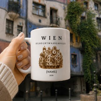 Personalisierte Wien Hundertwasserhaus Tasse コーヒーマグカップ