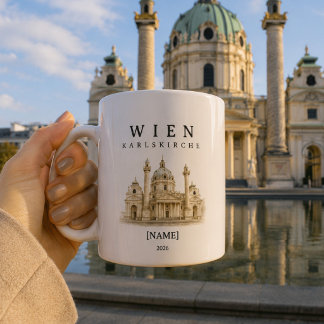 Personalisierte Wien Karlskirche Tasse | Name & Ja コーヒーマグカップ