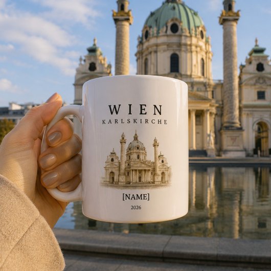 Personalisierte Wien Karlskirche Tasse | Name & Ja コーヒーマグカップ