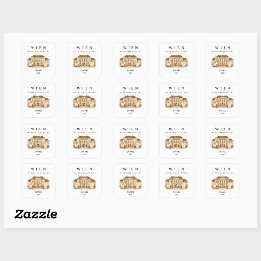 Personalisierte Wien Museumsquartier | Name & Jahr スクエアシール (シート)