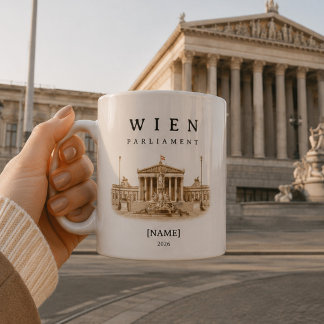Personalisierte Wien Parlament Tasse | Name & Jahr コーヒーマグカップ