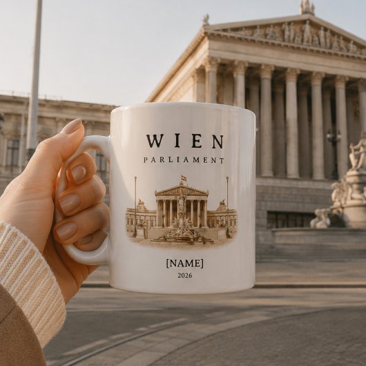 Personalisierte Wien Parlament Tasse | Name & Jahr コーヒーマグカップ
