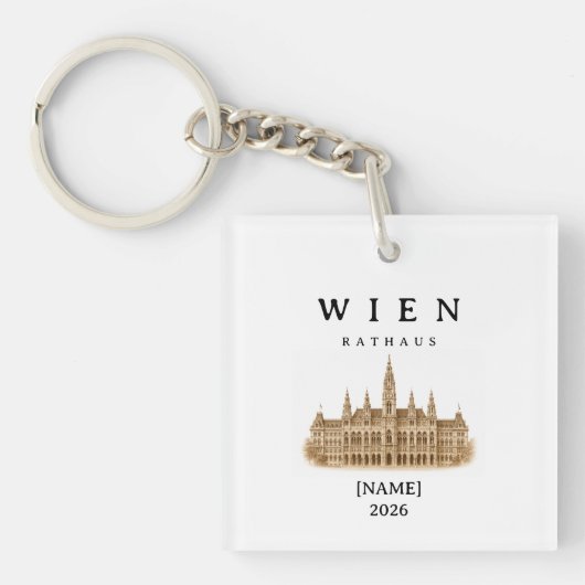 Personalisierte Wien Rathaus | Name & Jahr キーホルダー (正面)