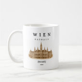Personalisierte Wien Rathaus Tasse | Name & Jahr コーヒーマグカップ (左)