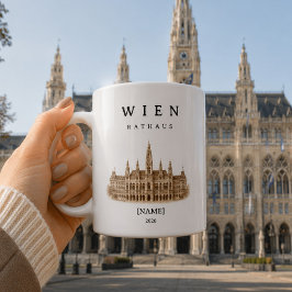 Personalisierte Wien Rathaus Tasse | Name & Jahr コーヒーマグカップ