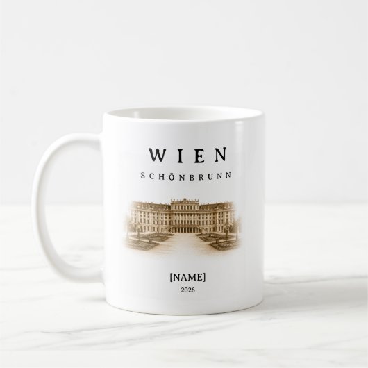 Personalisierte Wien Schönbrunn | Name & Jahr コーヒーマグカップ (左)