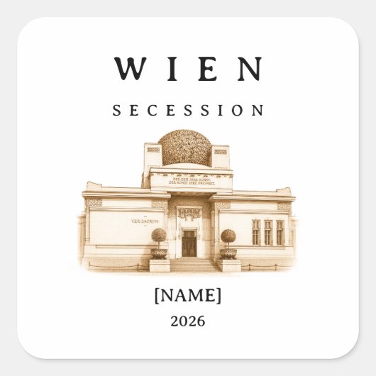 Personalisierte Wien Secession | Name & Jahr スクエアシール (正面)