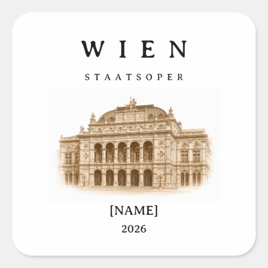 Personalisierte Wien Staatsoper | Name & Jahr スクエアシール (正面)