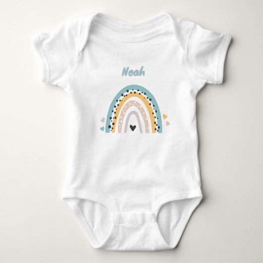 Personalisierter Babybody mit Name und Regenbogen ベビーボディスーツ (正面)
