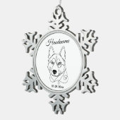 Personalisierter Husky Christbaumschmuck スノーフレークピューターオーナメント (右)
